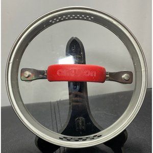 Circulon Glass Steel Replacement Pot Strainer Lid Red Silicone Handle 6 inch
